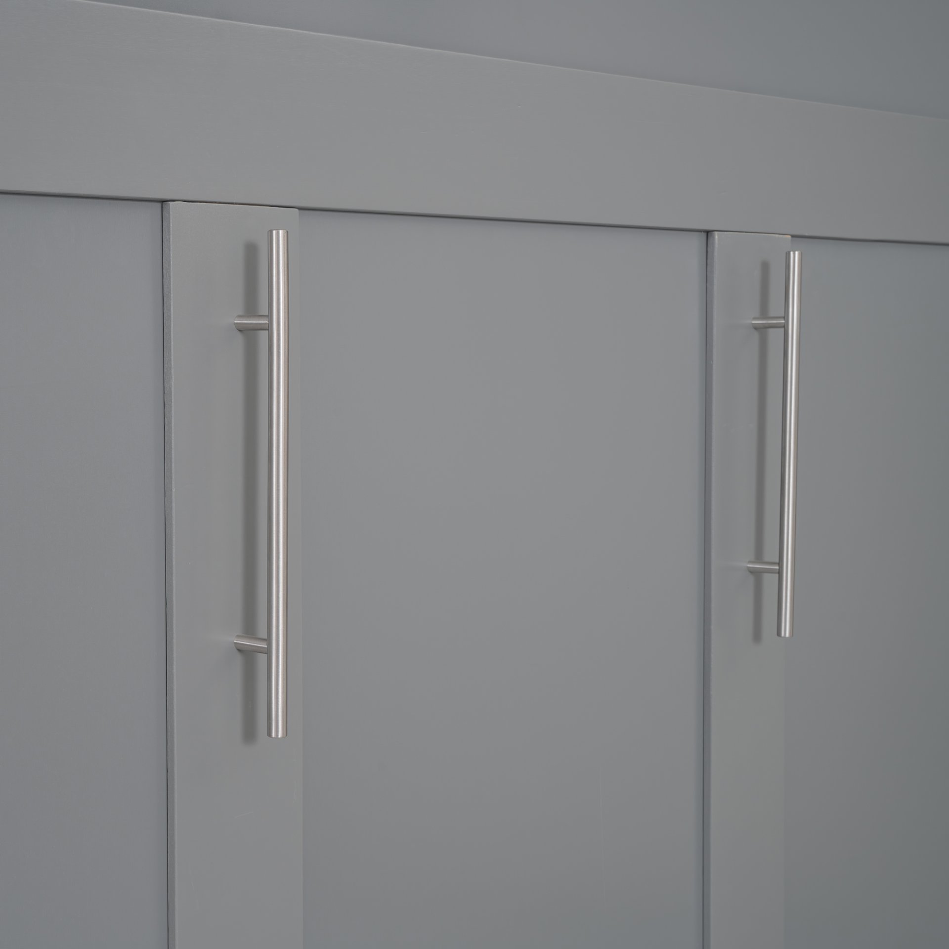 Full Size Murphy Wall Bed & Shelves, Drawers And LED Lights - Gray - Image 18