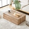 Modern Coffee Table With Light Wood Texture Pattern Stylish And Durable Design - Wood - Image 4