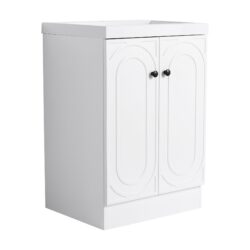 Modern Freestanding Bathroom Vanity With Resin Sink & Soft Close Cabinet Doors, Durable - White