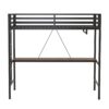Adam - Twin Loft Bunk Bed With Cinnamon Wood Desk And Closet Rod - Black - Image 13