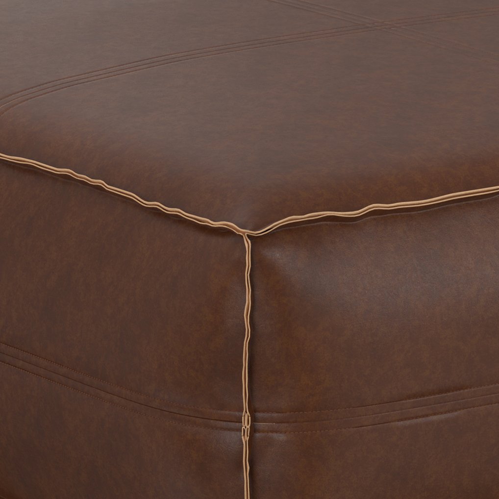 Brody - Extra Large Coffee Table Pouf - Distressed Dark Brown - Image 3