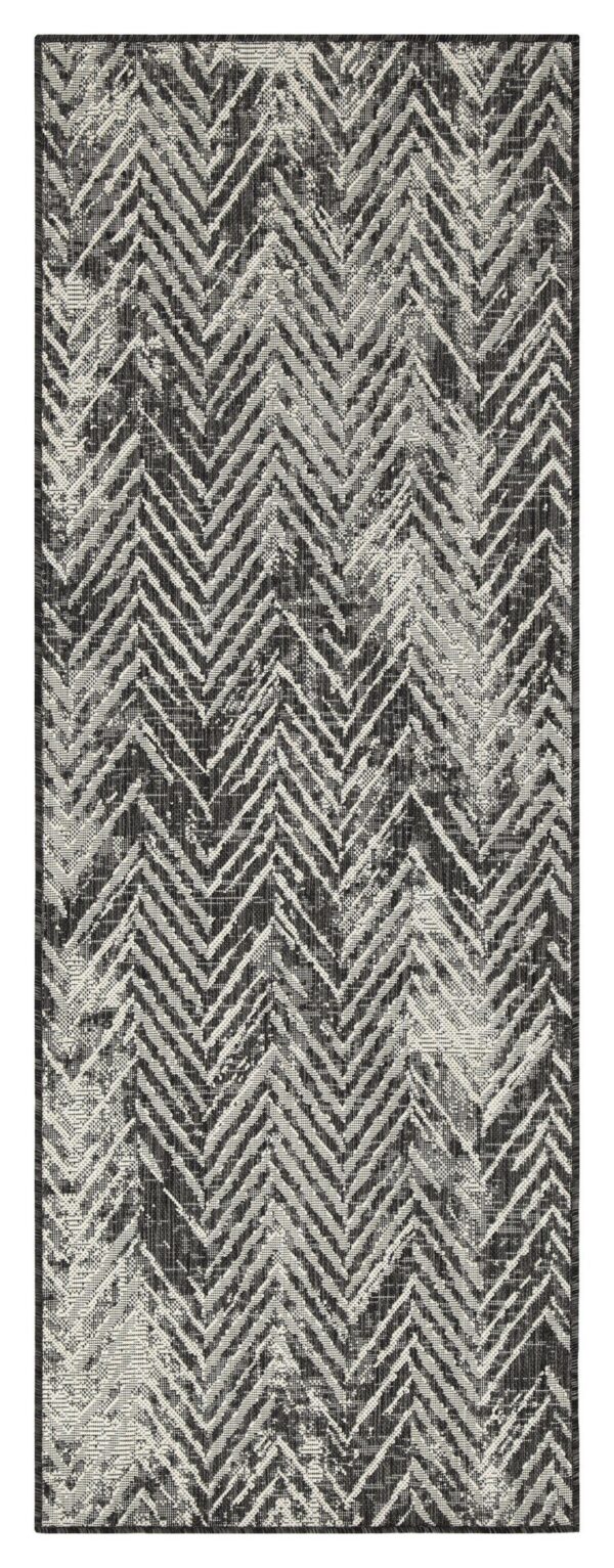 Sunshine - 2'7" X 7'3" Polypropylene, Indoor, Outdoor Area Rug - Anthracite