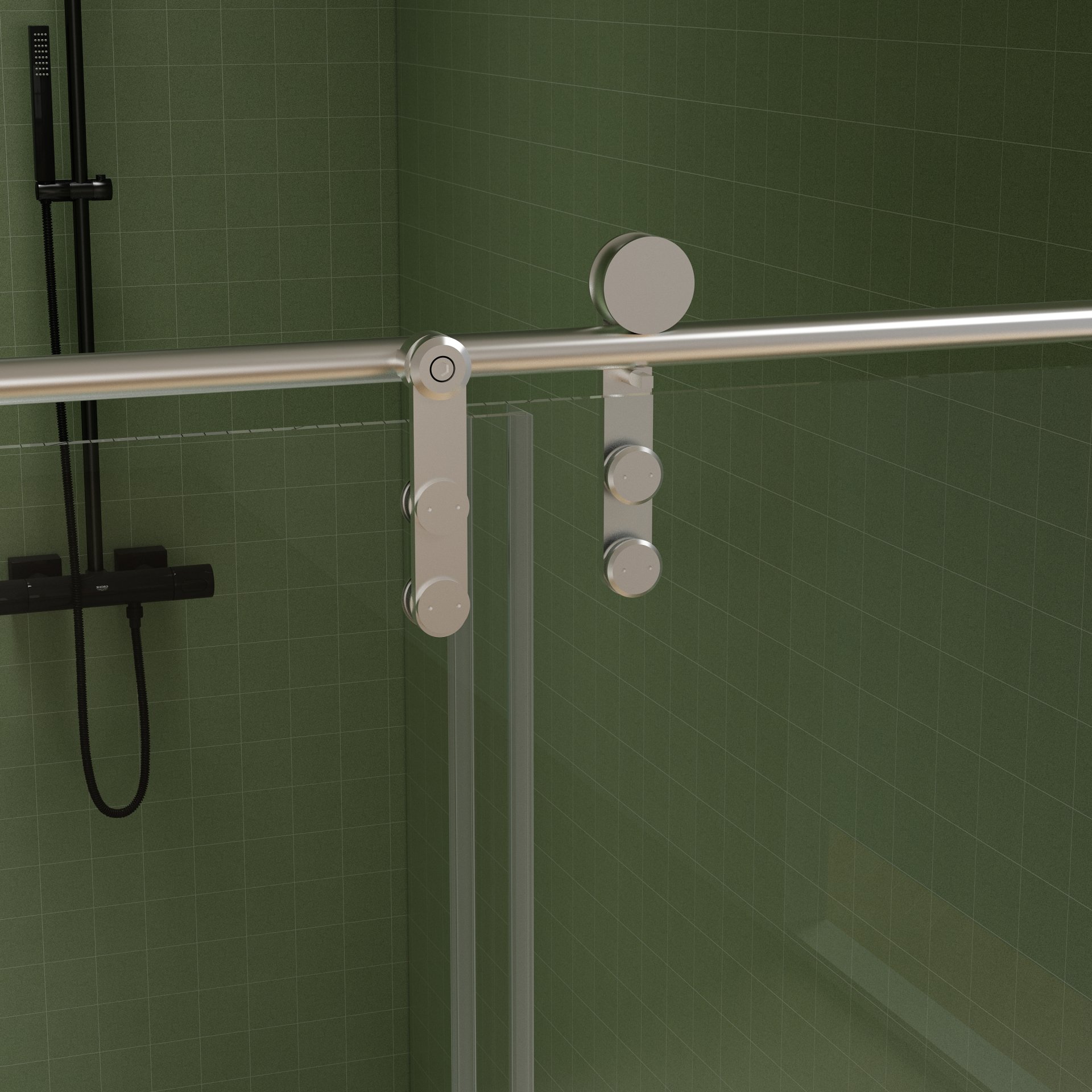 Frameless Shower Door, Sliding Shower Door, Premium 5 / 16" (8Mm) Thick Tempered Glass Shower Enclosure With Towel Bar, Double Side Easy Clean Coat, Finished With Buffer - Brushed Nickel - Image 12