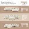 U Shaped Sectional Sofa 6 Seat Couch Set With Oversized Ottoman, Hidden Armrest Storage And Cup Holders USB Charging Ports Wide Seat Sofa - Off White - Image 20