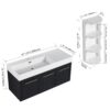 Modern Chestnut Wall Mounted Bathroom Vanity With Left Resin Sink And Storage Rack - Black Chestnut - Image 3