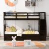 Stairway Twin Over Twin Bunk Bed With Three Drawers For Bedroom - Espresso - Image 9