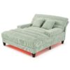Chaise Bed Lounge Sofa Chair With Adjustable Backrest And LED Light Strip - Green - Image 11