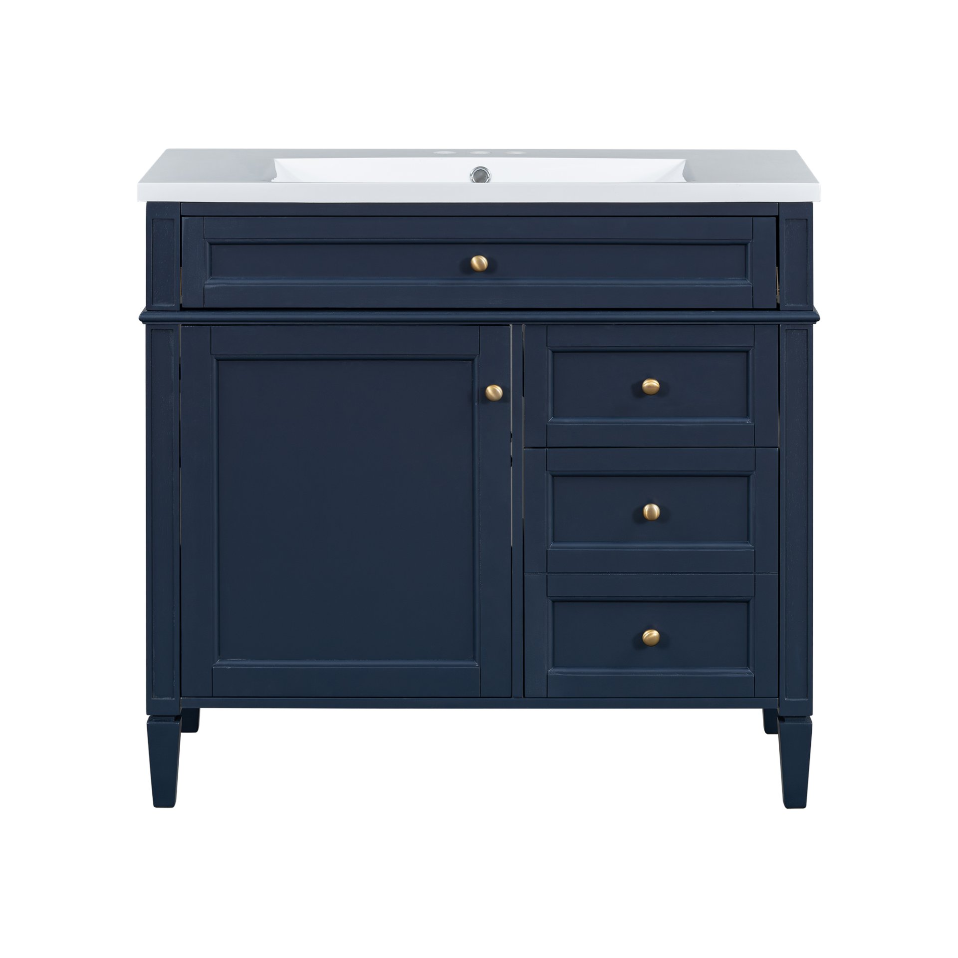 Bathroom Vanity With Top Sink, Modern Bathroom Storage Cabinet With 2 Drawers And A Tip-Out Drawer, Single Sink Bathroom Vanity - Blue - Image 9