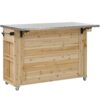 Outdoor Kitchen Island Fir Wood Kitchen Island With Stainless Steel Top, Ample Storage Space, Towel And Spice Racks And A Bottle Opener For Outdoor - Natural - Image 18