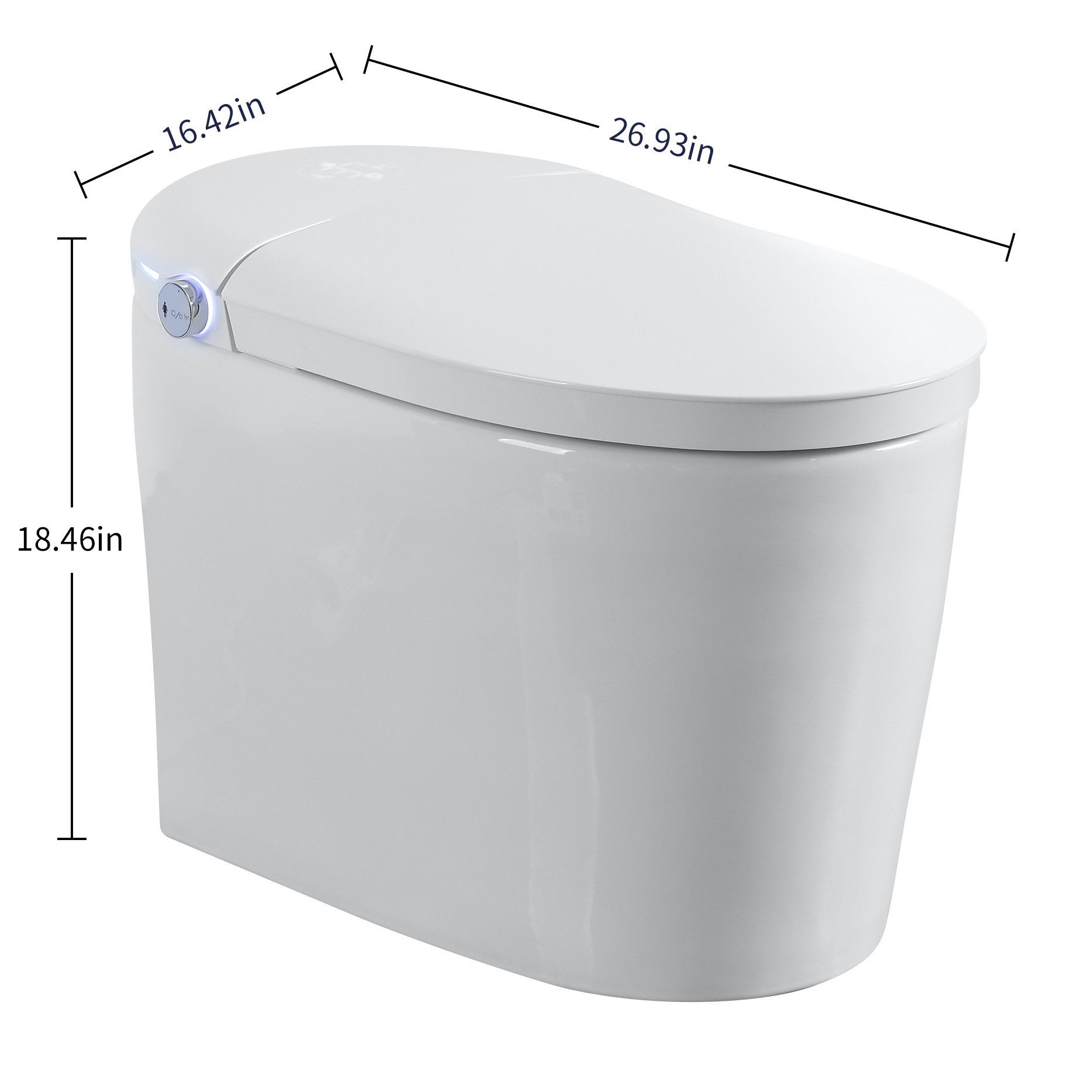 Tankless Smart Toilet With Bidet Built In, 1 Piece, Auto Flush, Auto Open / Close, Heated Seat, Bubble Wash, Warm Water And Dry, Adjustable Temp, Remote Control Side Know - White - Image 3