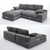 Modern Minimalist Modular Sectional Sofa Set, Upholstered Sleeper Couch - Gray - Image 3