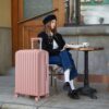 20" / 24" / 28" 3 Pieces / Set Spinner Wheel Luggage, Carry On Suitcase, With Cup Holder & USB Port & Phone Holder - Pink - Image 2