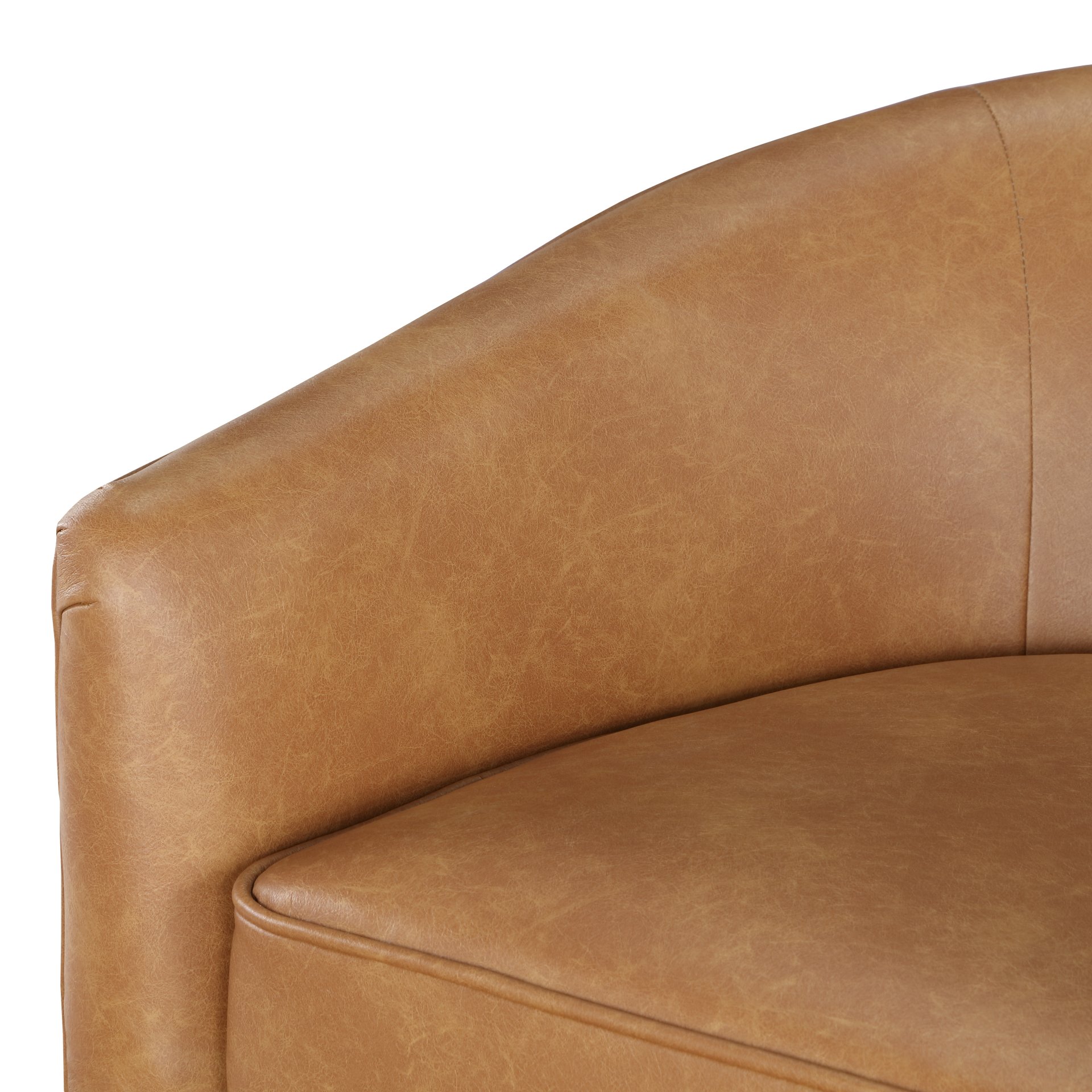 Maisy - Saddle Brown Barrel Swivel Chair With Wood Base - Brown - Image 10