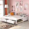 Daybed With Trundle And Two Storage Drawers, Sofa Bed For Bedroom - White - Image 11