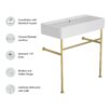 35.4" Ceramic Console Bathroom Sink With Overflow Legs, Modern Vanity Basin - White - Image 6