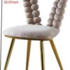 Modern Chair With Iron Tube Legs, Soft Cushions And Comfortable Backrest, Suitable For Dining Room, Living Room, Cafe, Hairball Back (Set of 2) - Golden - Image 7