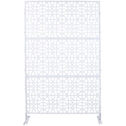 Outdoor & Indoor Metal Privacy Screen Freestanding Decorative Privacy Screen - White