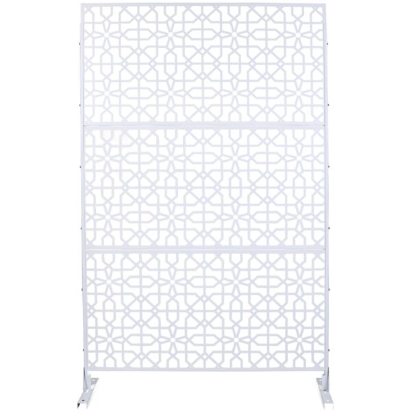 Outdoor & Indoor Metal Privacy Screen Freestanding Decorative Privacy Screen - White