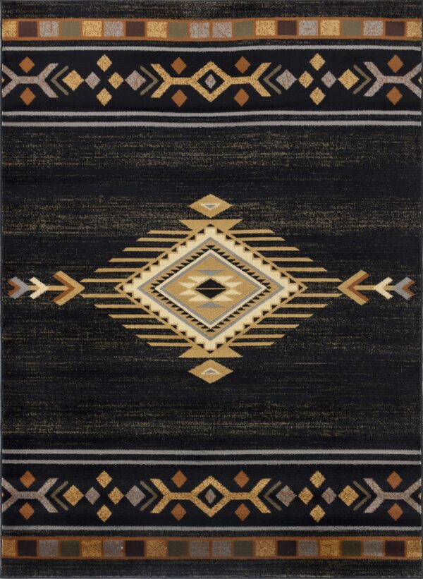Tribes - 2' X 3' Southwest Area Rug - Black, Polyester