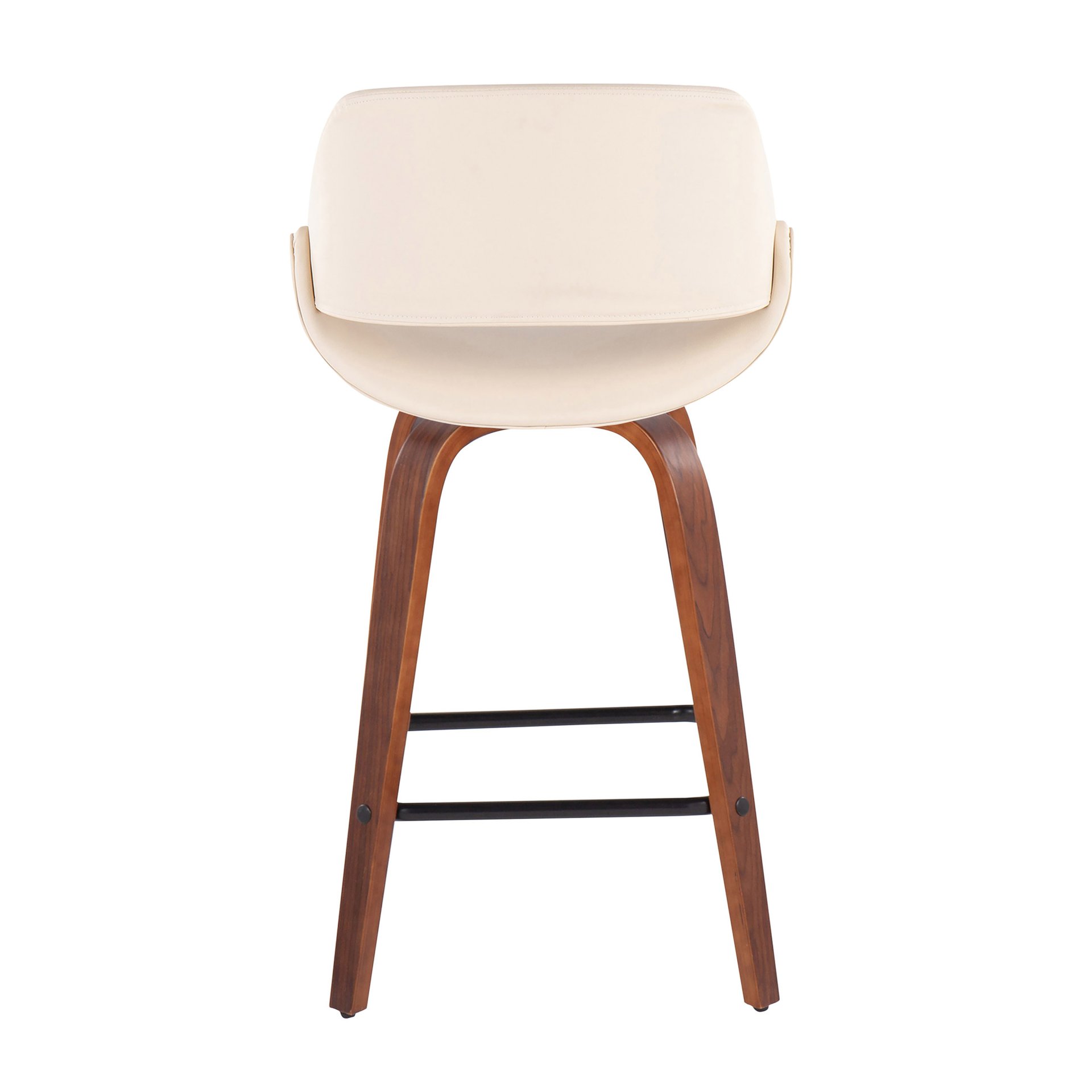 Fabrico - Mid-Century Modern Fixed Height Counter Stool With Square Footrest (Set of 2) - Walnut / Cream - Image 5