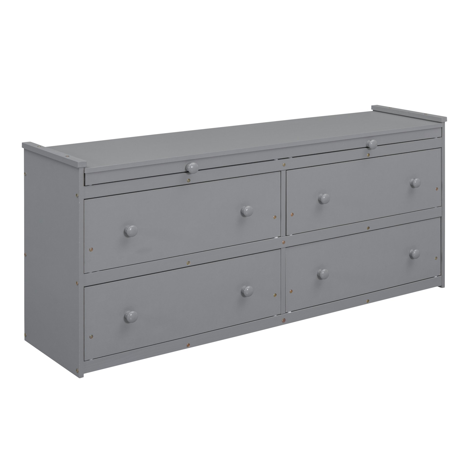 Full Size Loft Bed With Retractable Writing Desk And 4 Drawers, With Lateral Portable Desk And Shelves - Gray - Image 16