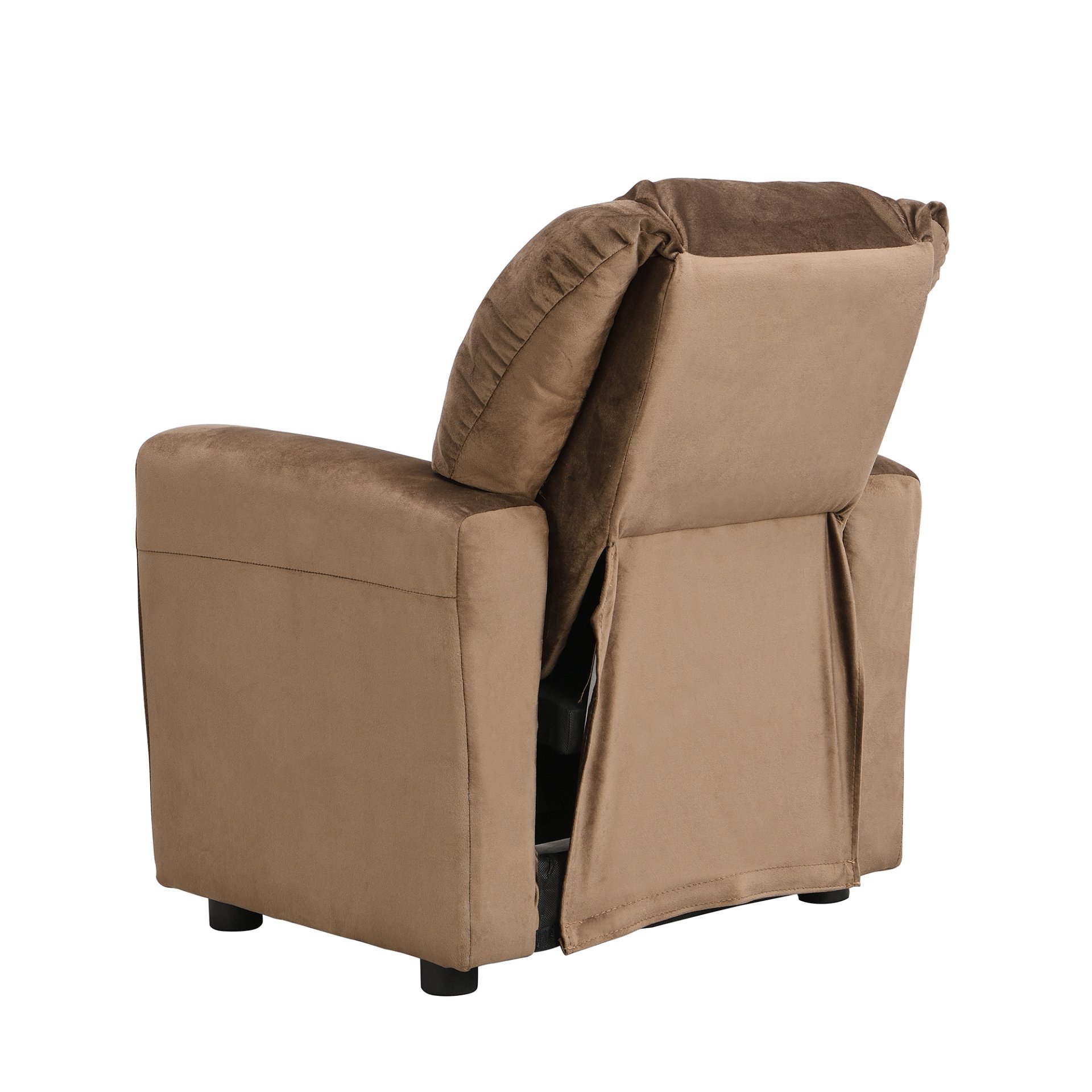 Kids Recliner Chair, Kids Upholstered Couch With One Cup Holder, Toddlers Recliner With Headrest And Footrest - Brown - Image 6