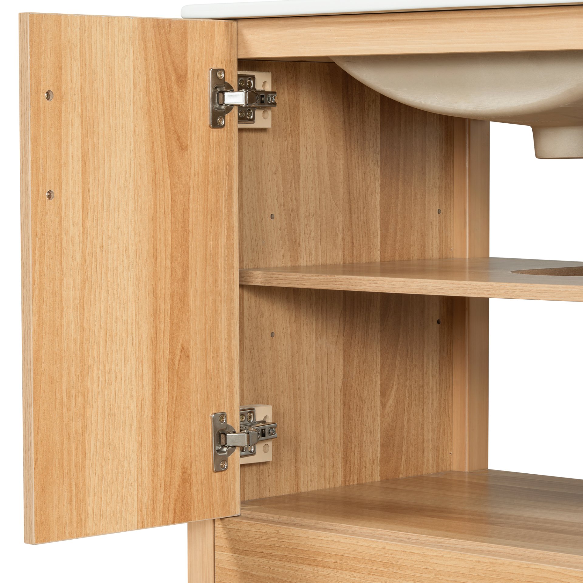 36" Bathroom Vanity, 2 Soft Close Doors, 4 Soft Close Drawers, Adjustable Shelf, Storage Cabinet - Acacia Wood - Image 16