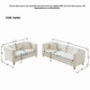 3 And 2 Seater Deep Seat Sofa With Button Nailhead, Square Arm Couches, Furniture For Living Room - Beige - Image 3
