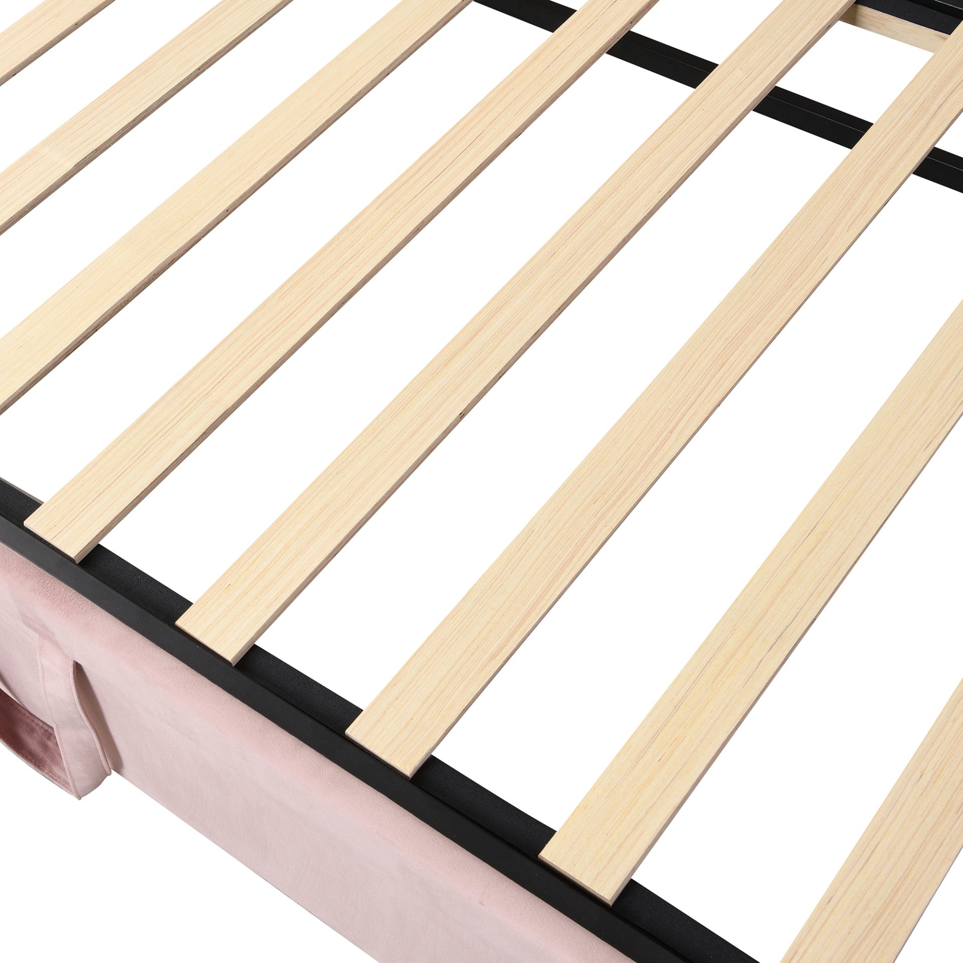 Twin Size Upholstered Daybed With Pop Up Trundle - Pink - Image 11