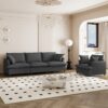 2 Piece Living Room Set With Throw Pillows Sectional Couch Sets, Upholstered 3 Seater Sofa & Armchair 4 Seat - Gray - Image 3