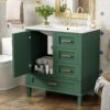 Bathroom Vanity, Modern Bathroom Cabinet With Sink Combo Set, Bathroom Storage Cabinet With A Soft Closing Door And 3 Drawers, Solid Wood Frame - Green - Image 10