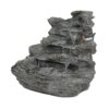 4 Tiered Rock Waterfall Fountain With LED Lights, Outdoor Garden Decor, Weather Resistant - Gray - Image 7