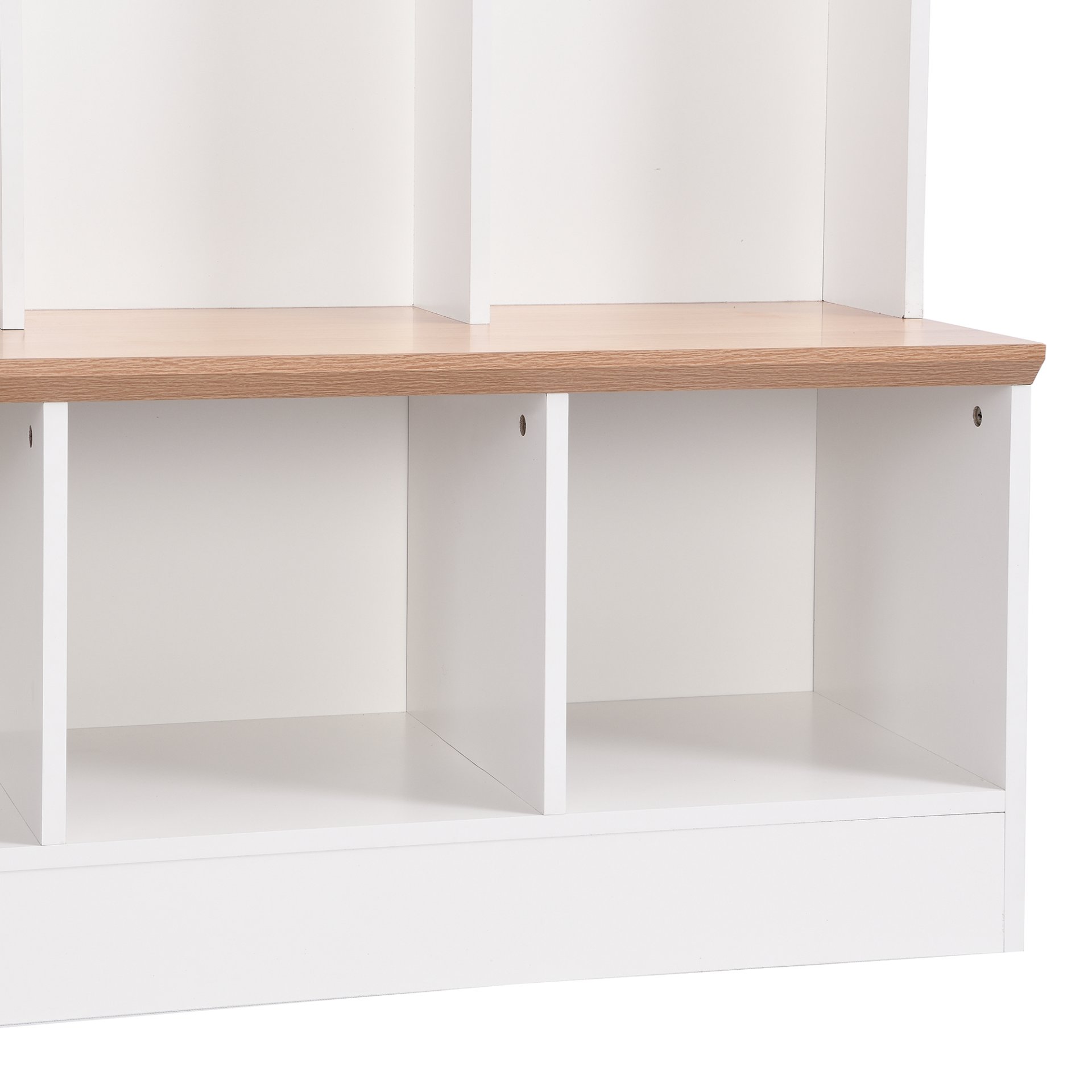 Wide Design Hall Tree With Storage Bench, Minimalist Shoe Cabinet With Cube Storage & Shelves, Multifunctional Coat Rack With 8 Hooks For Entryways, Mudroom - White - Image 15