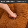 Compression Sofa: Combining Chaise Longue With 3 Seater, Wood Grain Chenille Fabric, Full Sponge Compression Sofa, Combined Sofa With 4 Pillows For Living / Home Furniture / Apartment - Orange - Image 16