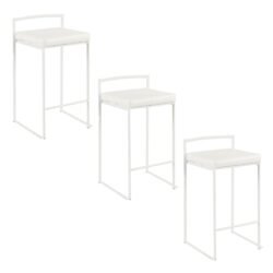 Fuji - Contemporary Stackable Counter Stool (Set of 3) - White