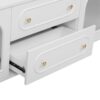 Modern TV Stand, TV Cabinet With 5 Metal Legs And Metal Handles, 2 Drawers And 2 Cabinets With Fluted Glass Doors For Living Room, Up To 80" - White - Image 11