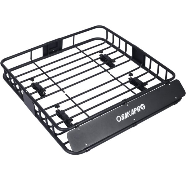Rooftop Cargo Carrier Basket Motoring Roof Rack, Top Mount Roof Rack Steel - Black