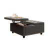 Massive Square Storage Bench, Footstool With 2 Storage Doors, Mid - Century Modern Coffee Table For Living Room, Nailhead Inlay - Dark Gray - Image 8