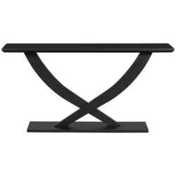 Console Table With Cross Leg Base And Reinforced Support Plate - Black