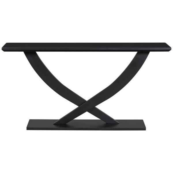 Console Table With Cross Leg Base And Reinforced Support Plate - Black