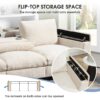 Sectional With Bluetooth Speaker Comfy Cloud Couch Set With Drop Down Table Cup Holders, USB Charger Storage Armrest Wide Seat Sofa - Beige - Image 20