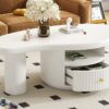 Cloud - Coffee Table, Irregular Shape Coffee Table With 1 Dreawer And Shelf For Living Room - White - Image 4