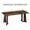 Rustic Rectangular Large Dining Table, Waterproof Desk For 8 People, & Steel With Adjustable Legs - Black / Rustic Brown - Image 3