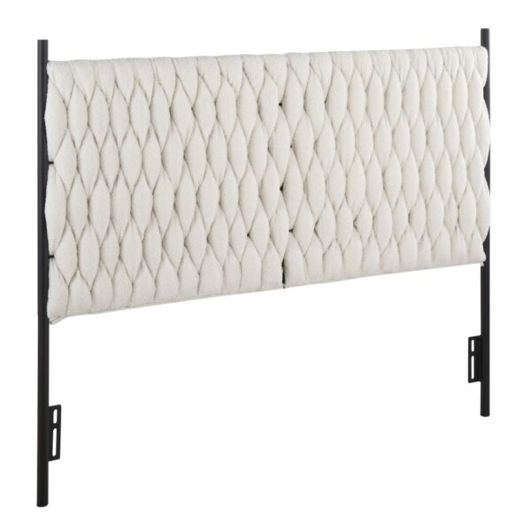 Braided Matisse - Queen Size Headboard - Black / Cream Sherpa