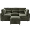Modern Sectional Sofa Modular Sofa U Shaped Sofa Couch Sofa Bed With Movable Ottoman, USB Ports, Phone Holder - Green - Image 8