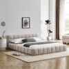 Modern Queen Size Upholstered Bed Frame With Headboard Thick - Beige - Image 4