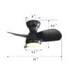 23" Bedroom Ceiling Fan With 3 Color Dimmable 3 ABS Blades Remote Control Dc Motor Black With 18W Led Light - Black - Image 8