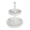Two Tiered Round Wooden Tray - White - Image 2