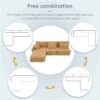 Modern L-Shaped Corduroy Sofa With Reversible Chaise, 4 Seat Upholstered Sectional Indoor Furniture, Convertible Sleeper Couch With Pillows - Light Brown - Image 19