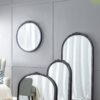 Hand Carved Rose Antique Mirror Frame, Large Arch Mirror Wall Decor For Living Room, Bathroom, Entryway - Black - Image 16